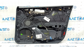 Обшивка двери карточка передняя левая Audi A5 F5 18-19 5D черная, вставка кожа серая, подлокотник кожа серая, Bang and Olufsen