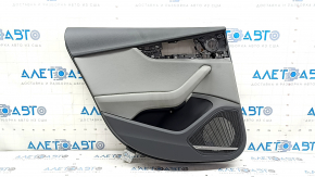 Обшивка двери карточка задняя левая Audi A5 F5 18-19 5D черная, вставка кожа серая, подлокотник кожа серая, Bang and Olufsen