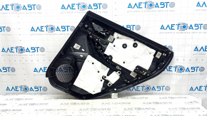 Ornamente ușă spate stânga Subaru Forester 19-24 SK negru cu inserții gri din piele + stofă, cotiera din piele gri, ornament negru mat, zgârieturi, urme de zgârieturi