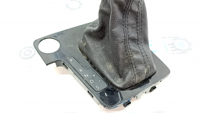 Ручка КПП с накладкой шифтера VW Passat b8 16-19 USA кожа черная, глянцевая накладка, под start-stop, под чистку