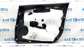 Ornamente ușă față stânga Ford Ecosport 18-19 negru cu inserție neagră din plastic, cotiera piele neagră, ornament portocaliu mat, model zgârieturi 