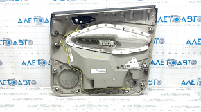 Обшивка двери карточка передняя левая Ford C-max MK2 13-18 бежевая с бежевой вставкой пластик, подлокотник бежевая кожа, с ручкой, с накладкой управления стеклоподъемника, царапины