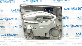 Обшивка двери карточка передняя правая Ford C-max MK2 13-18 бежевая с бежевой вставкой пластик, подлокотник бежевая кожа, с ручкой, с накладкой управления стеклоподъемника, царапины, потертости