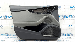 Ornamente ușă față stânga Audi A4 B9 17-19 negru, inserție piele gri, cotiera piele gri, Bang and Olufsen