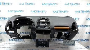 Торпедо передняя панель с AIRBAG Ford Ecosport 18-22 под Start-Stop, черная, молдинг оранжевый матовый