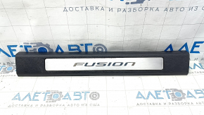 Накладка порога передняя левая Ford Fusion mk5 17-20 черная с хром вставкой