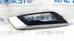 Решетка переднего бампера левая Ford Fusion mk5 17-18 под птф LED глянец, с хром молдингом, песок