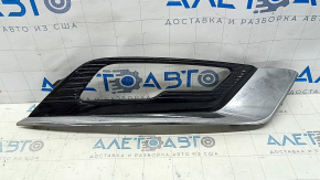 Решетка переднего бампера правая Ford Fusion mk5 17-18 под птф LED глянец, с хром молдингом, песок