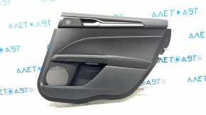 Ornamente ușă spate dreapta Ford Fusion mk5 17-20 titan, piele neagră cu inserții negre din piele, cotiera din piele, ornament gri, uzat, zgârieturi