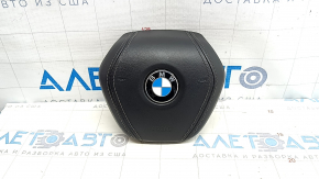 Airbag volan șofer BMW 5 G30 17-23 negru, piele, coroziune pe emblemă