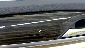 Ornamente ușă față stânga BMW 5 G30 17-20 piele bej canberra bej, inserție sub lemn închis, cotiera piele bej, cu mâner, zgârieturi