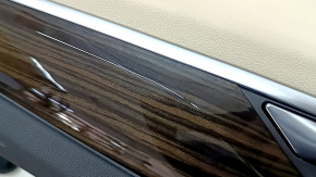 Ornamente ușă față dreapta BMW 5 G30 17-20 piele bej canberra bej, inserție sub lemn închis, cotiera piele bej, cu mâner, cu plasă sub difuzor, pentru curățare