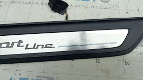 Ornamente prag exterior față dreapta BMW 5 G30 17-20 Sport Line, cu iluminare, coroziune, zgârieturi
