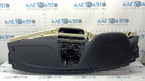 Торпедо передняя панель с AIRBAG BMW 5 G30 17-23 кожа черная с бежевым schwarz/beige, ржавый пиропатрон