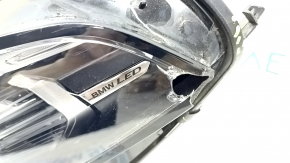 Фара передняя левая голая BMW X7 G07 19-22 LED, без блока, без уплотнителя и кронштейна, сломаны крепления, трещины в корпусе, пробит корпус, пробито стекло