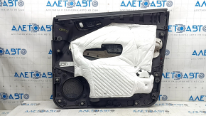 Обшивка двери карточка передняя левая Ford Escape MK3 17-19 рест, черная, подлокотник кожа, с хром ручкой, царапины