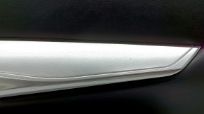 Ornamente ușă față dreapta Infiniti QX50 19-22 negru, inserție piele neagră, cotiera piele neagră, cusături gri, ornament argintiu, cu mâner, zgârieturi