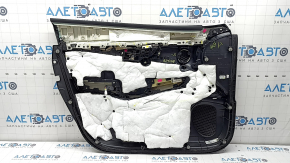 Ornamente ușă față dreapta Infiniti QX50 19-22 negru, inserție piele neagră, cotiera piele neagră, cusături gri, ornament argintiu, cu mâner, zgârieturi