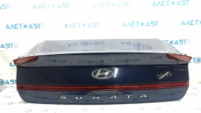Крышка багажника в сборе Hyundai Sonata 20-23 синий ST2, с оптикой и камерой, обшивка с надрывами, потерта