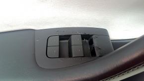 Ornamente ușă față stânga Tesla Model Y 20-25, piele neagră cu alb tip 2, cu iluminare din spate, ornamente mate, cu comandă ridicare geam cu buton de deschidere ușă, lac dezlipit, zgârieturi