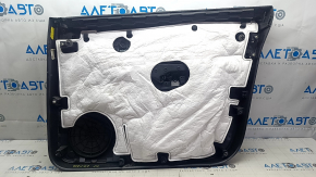 Ornamente ușă față stânga Tesla Model Y 20-25, piele neagră cu alb tip 2, cu iluminare din spate, ornamente mate, cu comandă ridicare geam cu buton de deschidere ușă, lac dezlipit, zgârieturi
