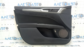 Ornamente ușă față stânga Ford Fusion mk5 17-20 negru cu inserție gri, stofă, cotiera piele, ornament gri, zgârieturi