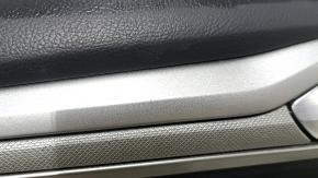 Ornamente ușă față stânga Ford Fusion mk5 17-20 negru cu inserție gri, stofă, cotiera piele, ornament gri, zgârieturi