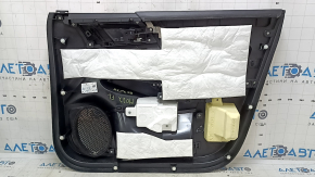 Ornamente ușă față stânga complete Mitsubishi Outlander 22-25 negru, cotiera și inserție piele cu cusături gri negru, ornament negru lucios cu crom, zgârieturi