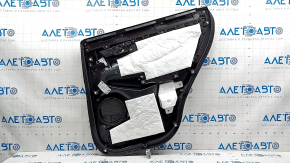 Ornamente ușă spate stânga complete Mitsubishi Outlander 22-25 negru, cotiera și inserție piele cu cusături gri negru, ornament negru lucios cu crom