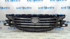 Решетка радиатора grill Mazda CX-9 16-20 без эмблемы, с хром вставками, под подиум, вмятина, песок