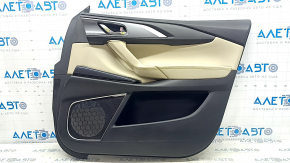 Ornamente ușă față dreapta Mazda CX-9 16-19 piele neagră cu inserții bej, cotiera piele, bandaj gri, cu mâner, BOSE, zgârieturi