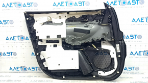 Обшивка двери карточка передняя правая Mazda CX-9 16-19 кожа черная с бежевой вставкой кожа, подлокотник кожа, серый молдинг, с ручкой, BOSE, царапины