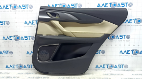 Обшивка двери карточка задняя правая Mazda CX-9 16-19 под шторку, кожа черная с бежевой вставкой кожа, подлокотник кожа, серый молдинг, с ручкой, BOSE, царапины