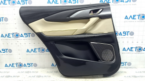 Обшивка двери карточка задняя левая Mazda CX-9 16-19 под шторку, кожа черная с бежевой вставкой кожа, подлокотник кожа, серый молдинг, с ручкой, BOSE, царапины