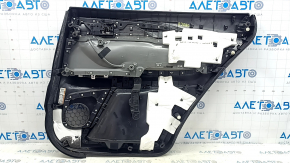 Обшивка двери карточка задняя левая Mazda CX-9 16-19 под шторку, кожа черная с бежевой вставкой кожа, подлокотник кожа, серый молдинг, с ручкой, BOSE, царапины