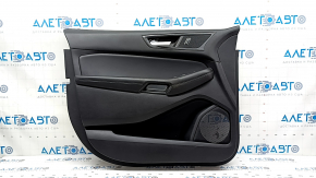 Обшивка двери карточка передняя левая Ford Edge 19-24 черная, SE, вставка кожа черная, подлокотник кожа черная, у управлением стеклоподъемника и кнопкой центр замка, с ручкой, под чистку