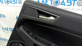 Обшивка двери карточка задняя правая Ford Edge 19-24 черная, SE, вставка кожа черная, подлокотник кожа черная, у управлением стеклоподъемника, с ручкой, царапина