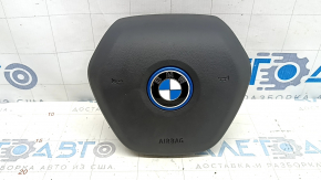 Подушка безопасности airbag в руль водительская BMW 3 G20 21-26 черная, plug-in, ржавый пиропатрон, царапины на эмблеме