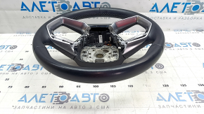Руль голый Audi E-Tron 19-23 кожа темно-серая с подогревом, без кнопок и лепестков, царапины