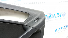Обшивка двери карточка задняя левая VW Tiguan 09-17 черная, вставка черная кожа, подлокотник черный кожа, с управлением стеклоподъемника, Fender, потерта