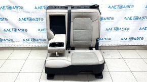 Scaune spate, rândul 2, stânga, Ford Escape MK4 20-22, fără airbag, piele, bej cu negru, perforație, cu cotieră și centură, căptușeală crăpată