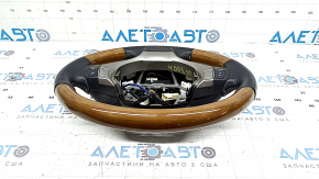 Руль в сборе Lexus ES300h ES350 13-16 дорест, кожа черная светлое дерево, с подогревом, с кнопками и круизом, потерт, царапины
