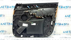 Ornamente ușă față stânga BMW X5 G05 19-23 piele neagră/Canberra-Beige, inserție lemn Fineline Stripe, cotiera piele bej, cu mâner și tampoane, lovituri, lovituri
