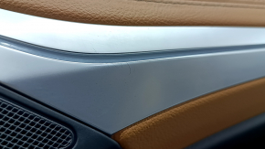 Ornamente ușă față dreapta BMW X5 G05 19-23 piele neagră/maro inserție COGNAC gri, cotiera piele maro COGNAC, cu mâner și tampoane, zgârieturi, lovituri