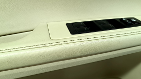 Обшивка двери карточка передняя левая Lexus ES300h ES350 13-15 беж с беж вставкой кожа, подлокотник беж кожа, молдинг под дерево глянец, с управление стеклоподъемника, с накладкой, с кнопкой памяти си