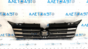 Решетка радиатора grill VW Tiguan 18-21 без эмблемы, 2 хром 1 черн полоски