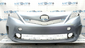 Бампер передний голый Toyota Prius V 12-14 дорест, голубой, трещина, отсутствует фрагмент, царапины, примят, надломаны крепления