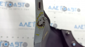 Бампер задний голый Toyota Prius V 12-17 без губы, голубой, примят, надломаны крепления, царапины