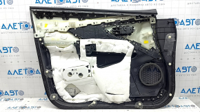 Обшивка двери карточка передняя правая Nissan Murano z52 20-21 черная с черной вставкой кожа, подлокотник черная кожа, молдинг серый глянец, с ручкой, вмятины, пятно, царапины