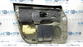 Обшивка двери карточка передняя правая Toyota Prius V 12-17 бежевая с бежевой вставкой ткань, подлокотник беж ткань, с ручкой, царапины, под химчистку, вмятины